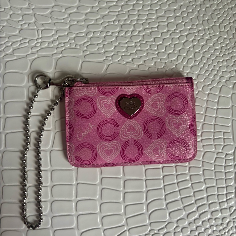 Coach wallet pink ID card case chain wristlet